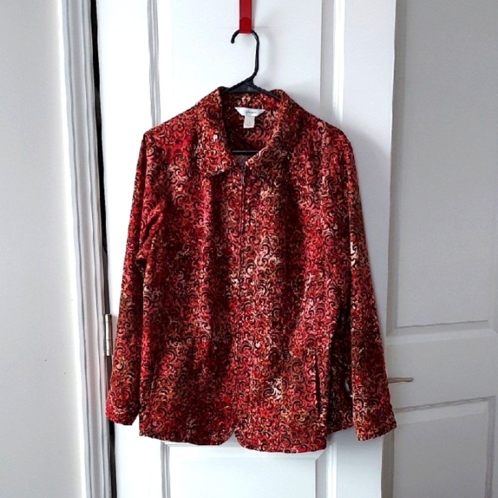 Cj Banks Red Patterned Jacket 1x